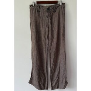Free People Women's 100% Linen Pants Wide Leg Boho Flowy Neutral Size 2